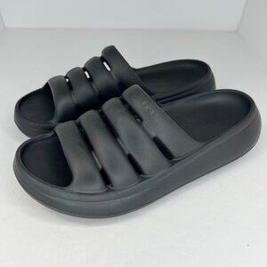 UGG Womens Black Sport Yeah Slip On Rubber Flats Size 9 B Slides Slippers